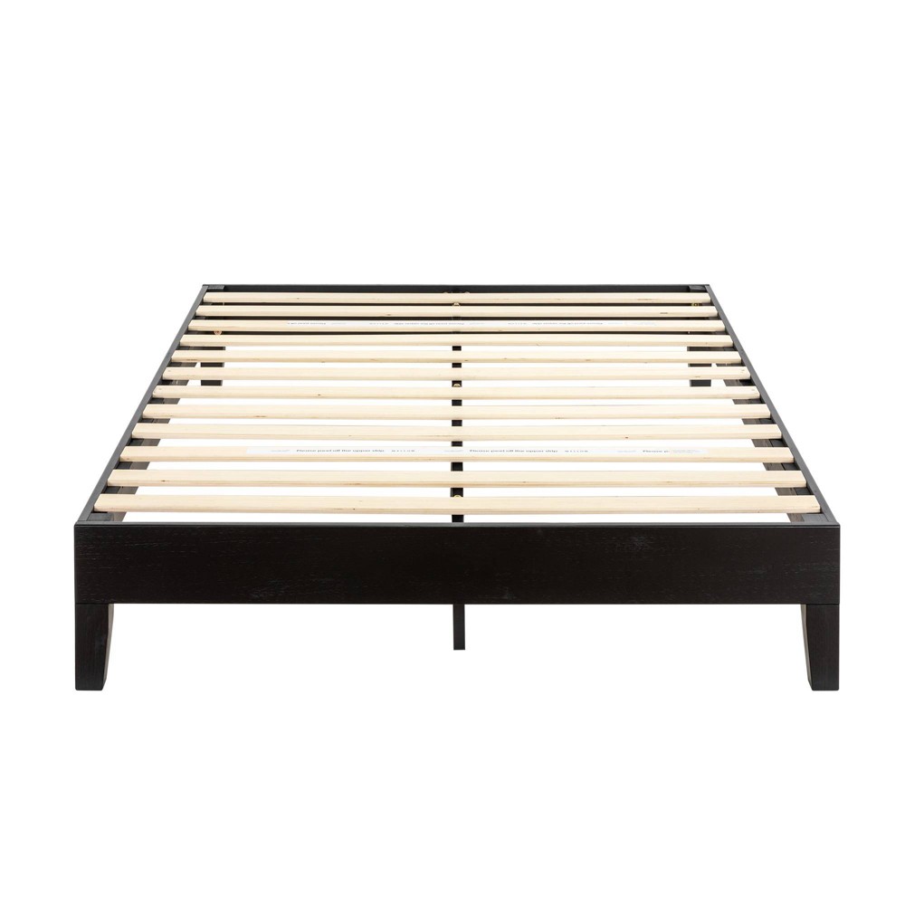 Photos - Bed Best Price Mattress Queen 12" Naturalista Grand Solid Wood Premium Platform  Black: Acacia Frame, No Box Spring Needed