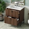 KWPZQEB 30" Modern Bathroom Vanity with Ceramic Sink, Vanity Cabinet w/ 2 Full-Extension Drawers & Vertical Pulls,Fluted Design Bath Vanity Sink Combo - 3 of 4