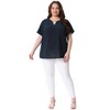 Agnes Orinda Women's Plus Size Pin Dots Notched V-Neck Dressy Trendy Fashion Casual Summer Blouses - 3 of 4