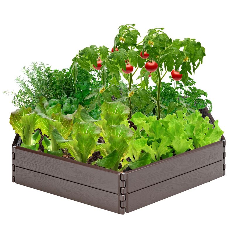 Costway Raised Garden Bed Set for Vegetable Flower Gardening Planter Brown, 1 of 10
