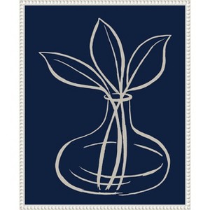 Amanti Art Line Leaves In Vase On Navy I by Elizabeth Medley Canvas Wall Art Print Framed 16 x 20-in. - 1 of 4