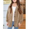 Girls Cable Knit Sweater Cardigan Front Button Cardigan with Side Pockets Above Knee Cardigan for Girls Winter Knitwear,Khaki - M - 4 of 4