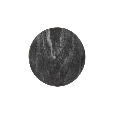 Black and White Marble Round Accent Table with Gold Metal Base