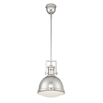 Polished Nickel 1-Light Pendant with White Opal Glass Shade