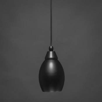 Toltec Lighting Any 1 - Light Pendant in  Matte Black with 5" Matte Black Oval Metal Shade Shade