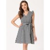Allegra K Women's Casual Ruffled Sleeve A-Line Vintage Gingham Check Dress - 3 of 4