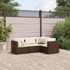 vidaXL Patio Lounge Set with Cushions Sectional Sofa Garden Backyard Poly Rattan - Brown and Cream 3x Corner + Middle - 2 of 4