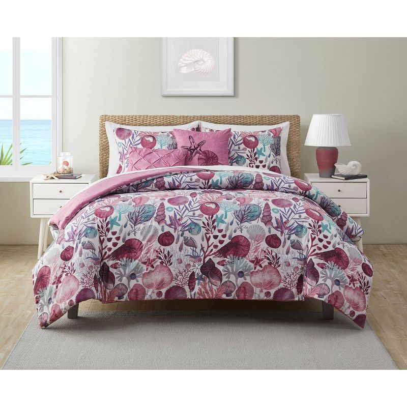 Ivory Coast Disperse Print 5pc Reversible Comforter Set Pink/Purple - VCNY, 1 of 6