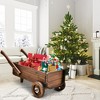 Costway Decorative Wagon Cart Plant Flower Pot Stand Wooden Raised Garden Planter Box - 3 of 4