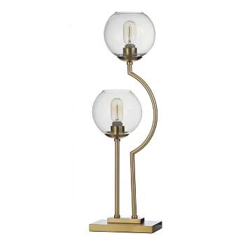 2 Steel Poles with Clear Glass Globe Up Table Lamp Brass - StyleCraft