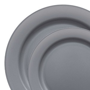 Smarty Had A Party Matte Steel Gray Round Disposable Plastic Dinnerware Value Set (120 Dinner Plates and 120 Salad Plates) - 1 of 2