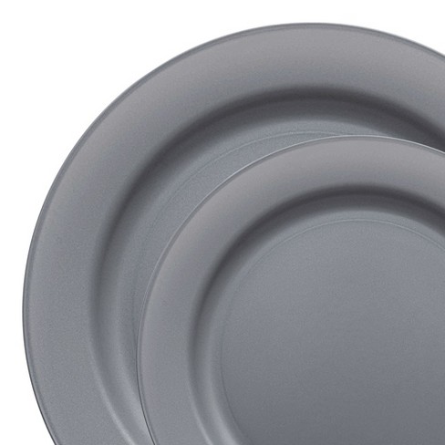 Smarty Had A Party Matte Steel Gray Round Disposable Plastic Dinnerware Value Set (120 Dinner Plates and 120 Salad Plates) - image 1 of 2