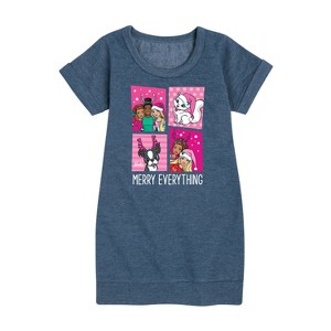 Girls' - Barbie - Holidays & Christmas Graphic Short Sleeve Fleece Dress - 1 of 4