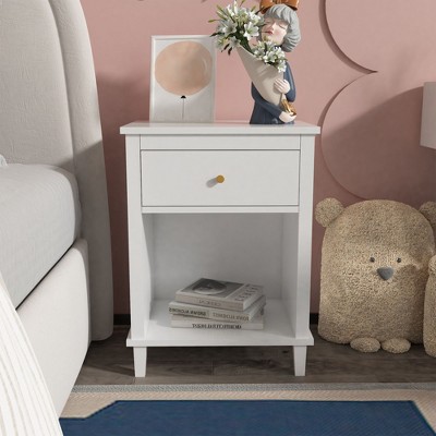 NicBex Contemporary Nightstand with 1 Drawer and Lower Shelf Bedside Table with Storage End Table for Bedroom, Living Room