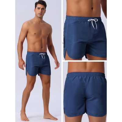 INSPIRE CHIC Men's Casual Lightweight Solid Color Elastic Waist Drawstring Summer Beach Board Shorts Dark Blue 30 — фото 5