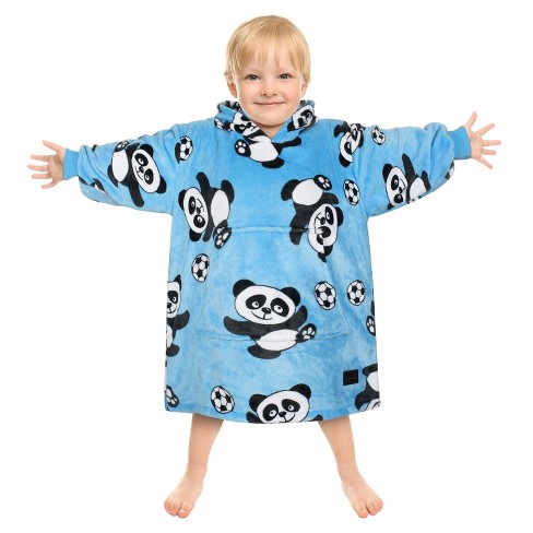 Tirrinia Oversized Hoodie Blanket Sweatshirt For Kids Wearable Cute Patterns Fleece Pullover As Warm Funny Gifts Soccer Panda Blue Target