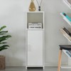Basicwise Wooden Home Tall Freestanding Bathroom Vanity linen Tower Organizer Cabinet, White - 3 of 4