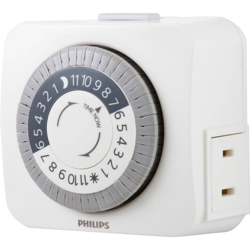 Philips 24Hr 2 Outlet Plug In Mechanical Timer Polarized White, 5 of 9