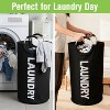 Garnen 90L Collapsible Laundry Basket Bag, Foldable Laundry Hamper Basket, Dirty Clothes Hamper Organizer Bin with Handle For Kids Dorm Room, Black - 2 of 4
