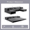Convertible Modular 4-Seater Floor U-Shaped Sectional Sofas Bed with 2 Ottomans and No Assembly Required - 3 of 4