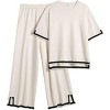 Ekouaer Lounge Set for Women Travel Outfits 2 Piece Sets Short Sleeve Sweater Top Wide Leg Long Pants Loungewear - 2 of 4