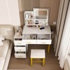 ORRD White Vanity Table with LED Lights, 5 Drawers & Power Outlet, Metal Legs & Chair - 2 of 4