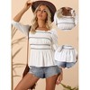 Allegra K Women's 3/4 Sleeve Square Neck Ruffle Peplum Boho Smocked Tops - 2 of 4