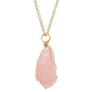 Natural Stone Chain Irregular Healing Crystal Raw Quartz Handmade Wrapped Gemstone Necklace for Women Men, Rose Quartz - 1 of 4