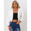 INSPIRE CHIC Women's Casual Hooded Zip Up Long Sleeve Cropped Faux Fur Jacket - 3 of 4