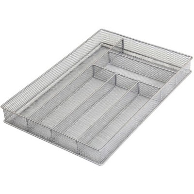 YBM Home 5 Compartment Sectional Wire Mesh Silver Drawer Organizer - Thumbnail 2