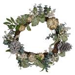 Northlight Neutral Colored Pumpkin and Pine Cones Fall Harvest Wreath - 18-Inch, Unlit