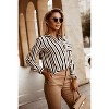 Women's V-Neck Long-Sleeve Striped Shirt Lightweight Button-Down Blouse for Casual or Work Wear - 3 of 4