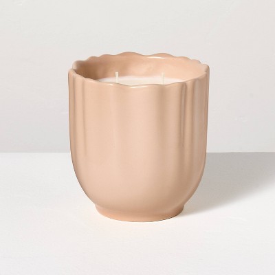 2-Wick Scalloped Ceramic Sandalwood and Terra Cotta  Candle Blush 18.4oz - Hearth & Hand™ with Magnolia