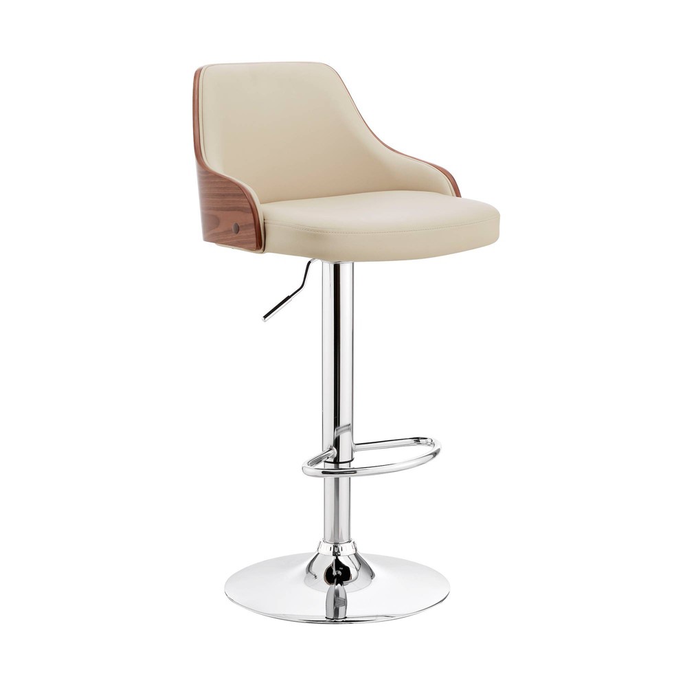 Photos - Chair Asher Adjustable Counter Height Barstool with Cream Faux Leather Chrome Fi