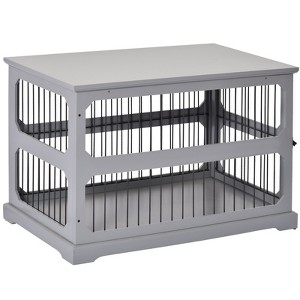 PawHut Dog Crate Furniture Decorative Cage Kennel with Strong Construction Materials & a Classic Americana Style, Gray - 1 of 4