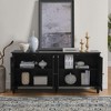 ORRD 65.2" Mid Century Buffet Cabinet with Storage, Geometric Accent Coffee & Wine Bar, Large Console for Living Room & Kitchen (Walnut) - 4 of 4