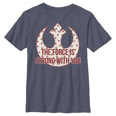Boy's Star Wars The Force Is Strong Valentine Rebel Logo T-shirt : Target