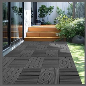 Ridstar 11.81 inch 9-Piece DIY Patchwork Floor Tile For Deck, Balcony, Porch, Backyard & Bedroom-Gray - 1 of 4