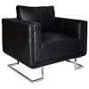 vidaXL - Modern Cube Armchair with Chrome Feet, Upholstered with Black Leather, Ergonomic Design, Suitable for Home and Office Settings - 2 of 4