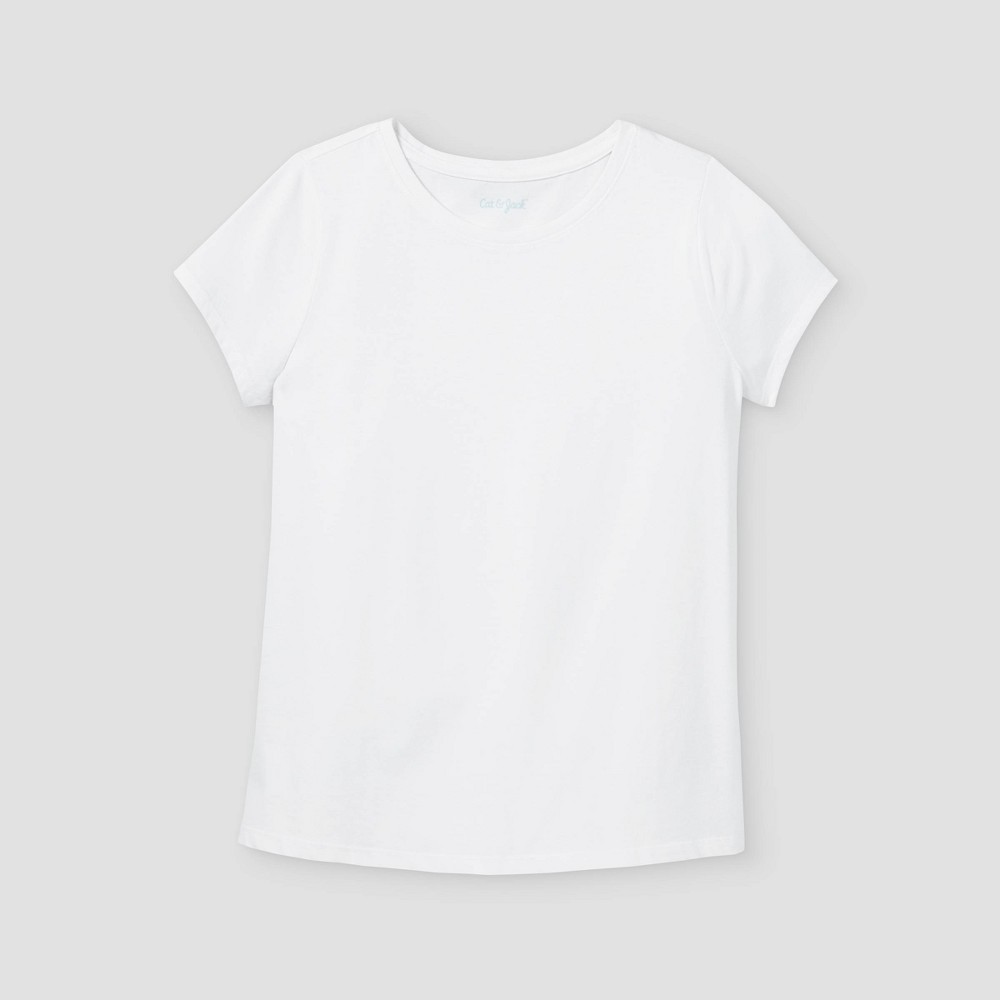 Girls' Short Sleeve T-Shirt - Cat & Jack White S Size 4(6/7)