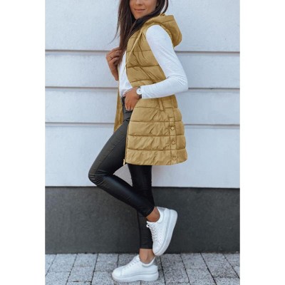 Женские жилеты Imily Bela Oversized Hooded Puffer Vest Long Sleeveless Quilted Winter Outerwear for Women Brown M — фото 3