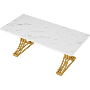 Tribesigns 5FT Conference Table for 4 to 6, Modern Meeting Table with Faux Marble Tabletop, Business Seminar Tables for Home Office - 1 of 4