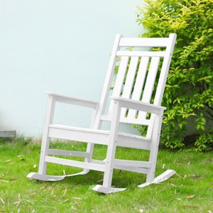 Oversized Patio Rocking Chair With Wood-Texture,Outdoor Rocking Chair,All Weather Resistant porch Rocking Chair -The Pop Home - 1 of 4