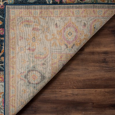 Chic Metro-Mod 5' x 5' Square Navy Synthetic Area Rug