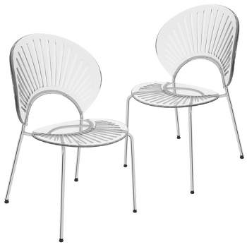 LeisureMod Opulent Plastic Dining Chair with Metal Legs Set of 2