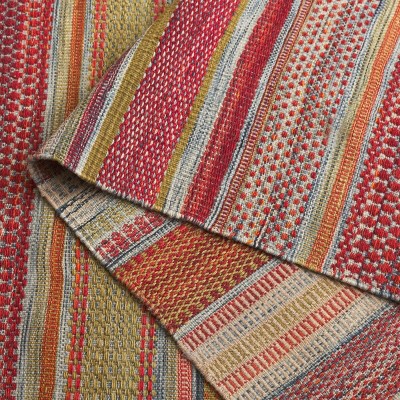 84" Ivory and Beige Striped Wool Kilim Square Rug