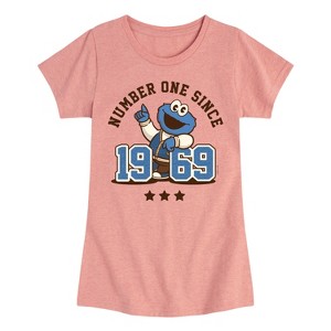 Girls' - Sesame Street - Cookie Monster One Since 1969 Fitted Short Sleeve Graphic T-Shirt - 1 of 4