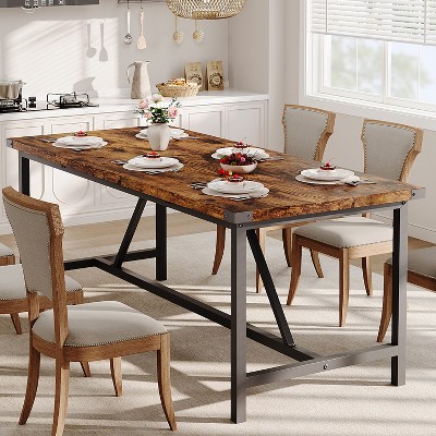Rectangle Dining Table for 6-8 People, 70.87" Heavy Duty Industrial Wood Kitchen Dinner Table, Large Spaces, Easy Assembly