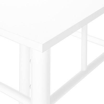 Elegant 28" White Square Metal & Wood 2-Tier Accent Table