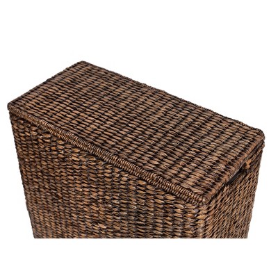 Handwoven Natural Seagrass Rectangular Laundry Hamper with Lid